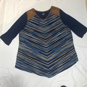 Catherine’s 1X navy blue and tan top